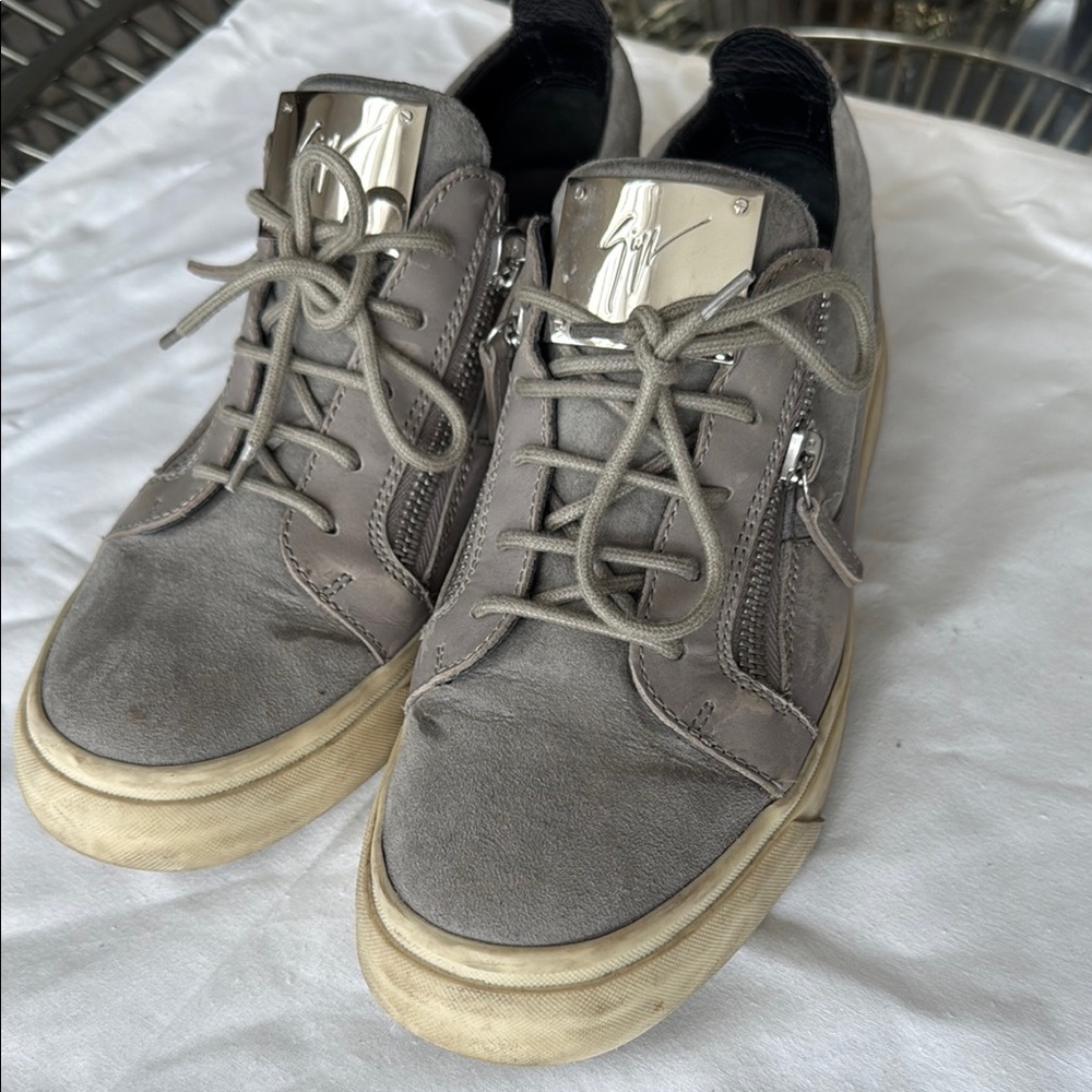 Giuseppe Zanotti Men's Gray Leather Sneakers